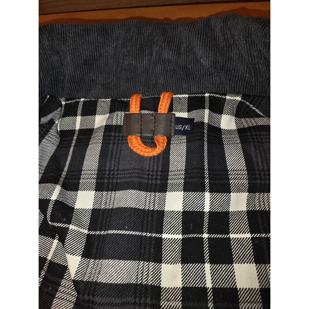 The North Face Mens Plaid Flannel Sherpa Lined Shirt Jacket Corduroy Trim Blk XL